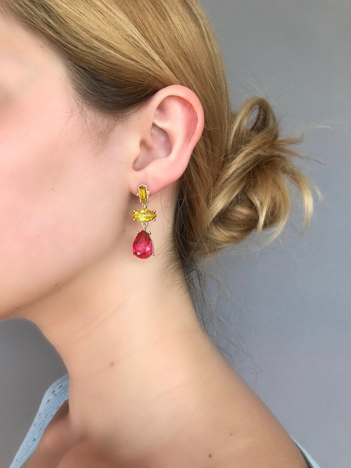 Blue crystal drop earrings