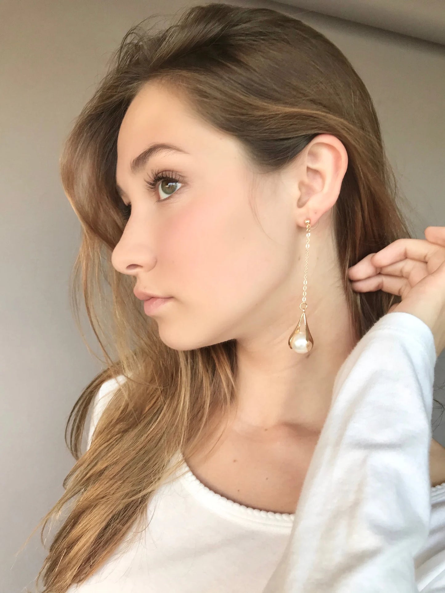 Big pearl drop earrings