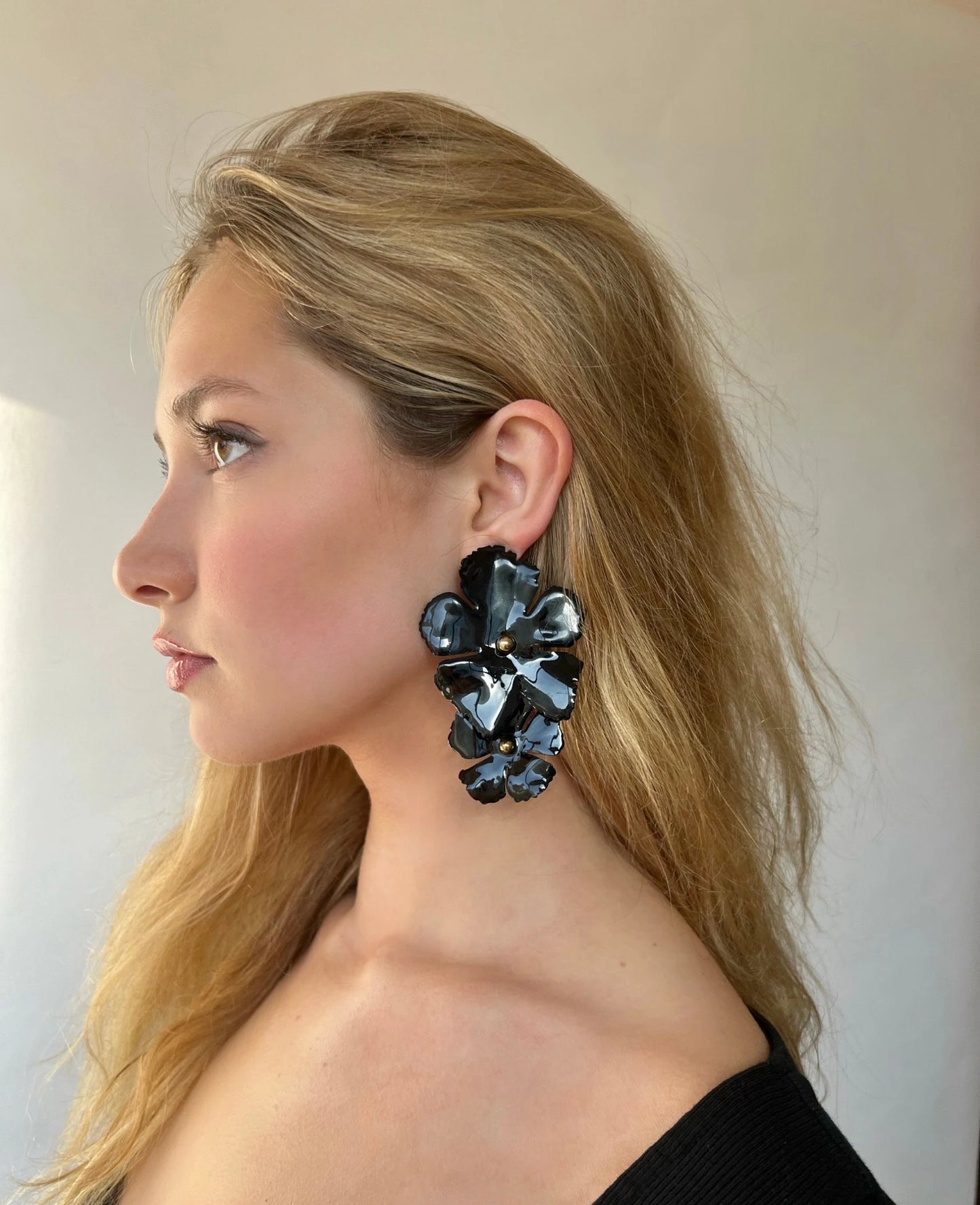 Large red flower earrings