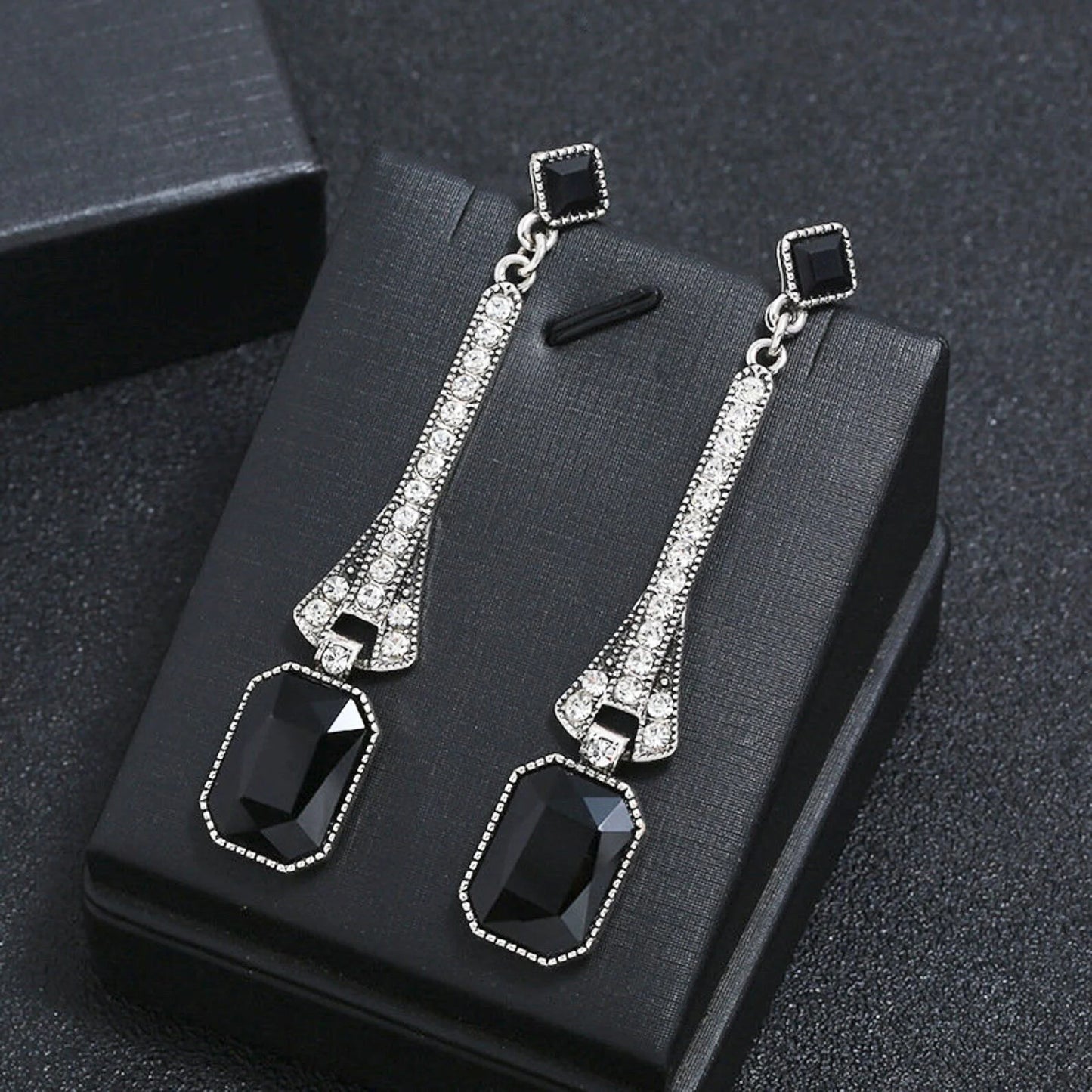 Royal blue art deco crystal earrings