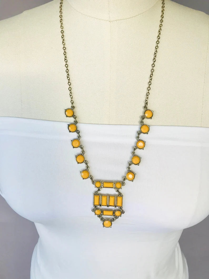 Art deco yellow necklace