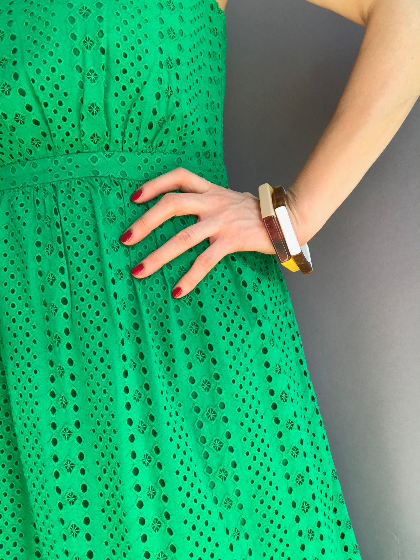 White and yellow statement bracelet