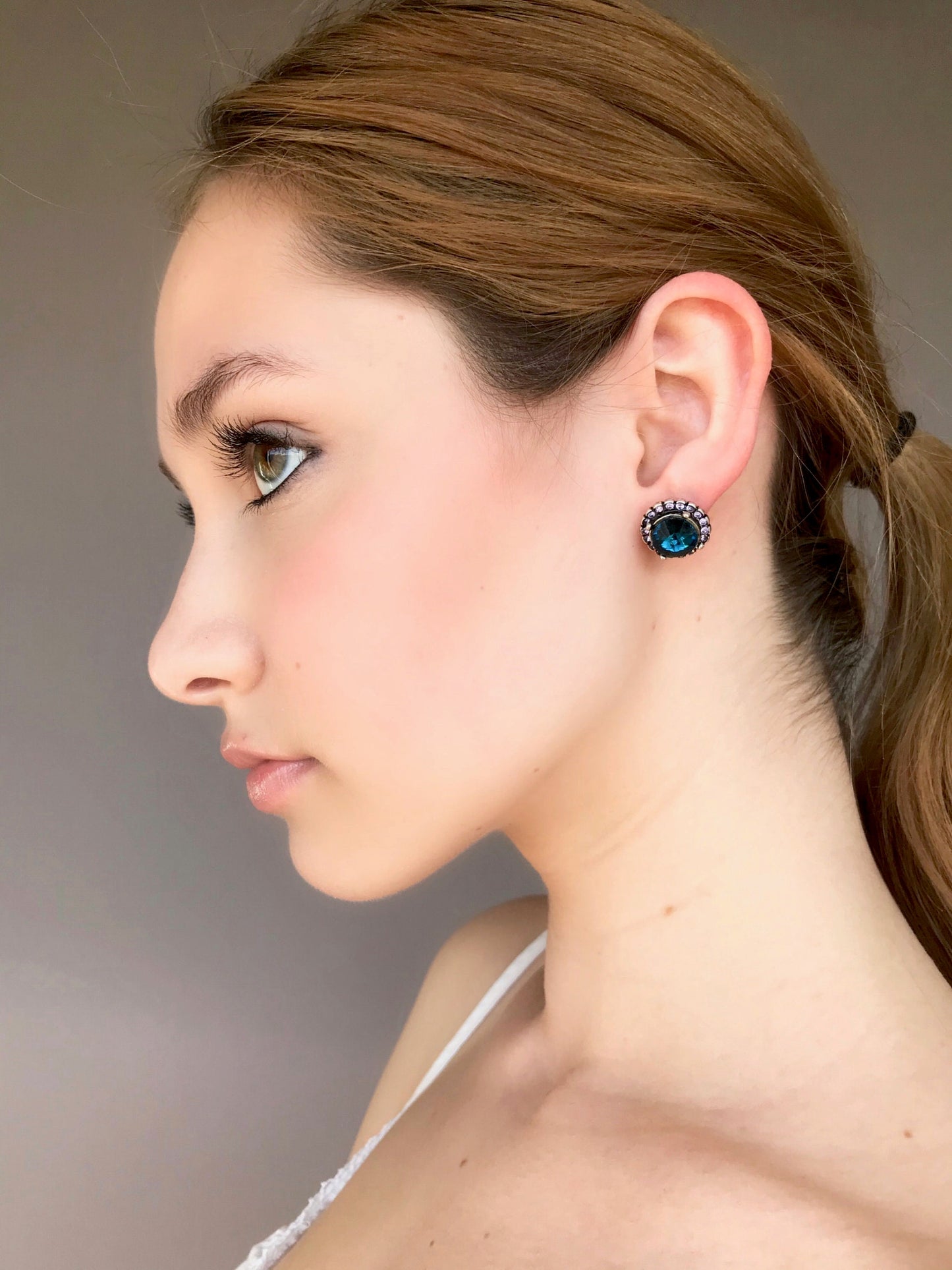 Blue crystal stud earrings