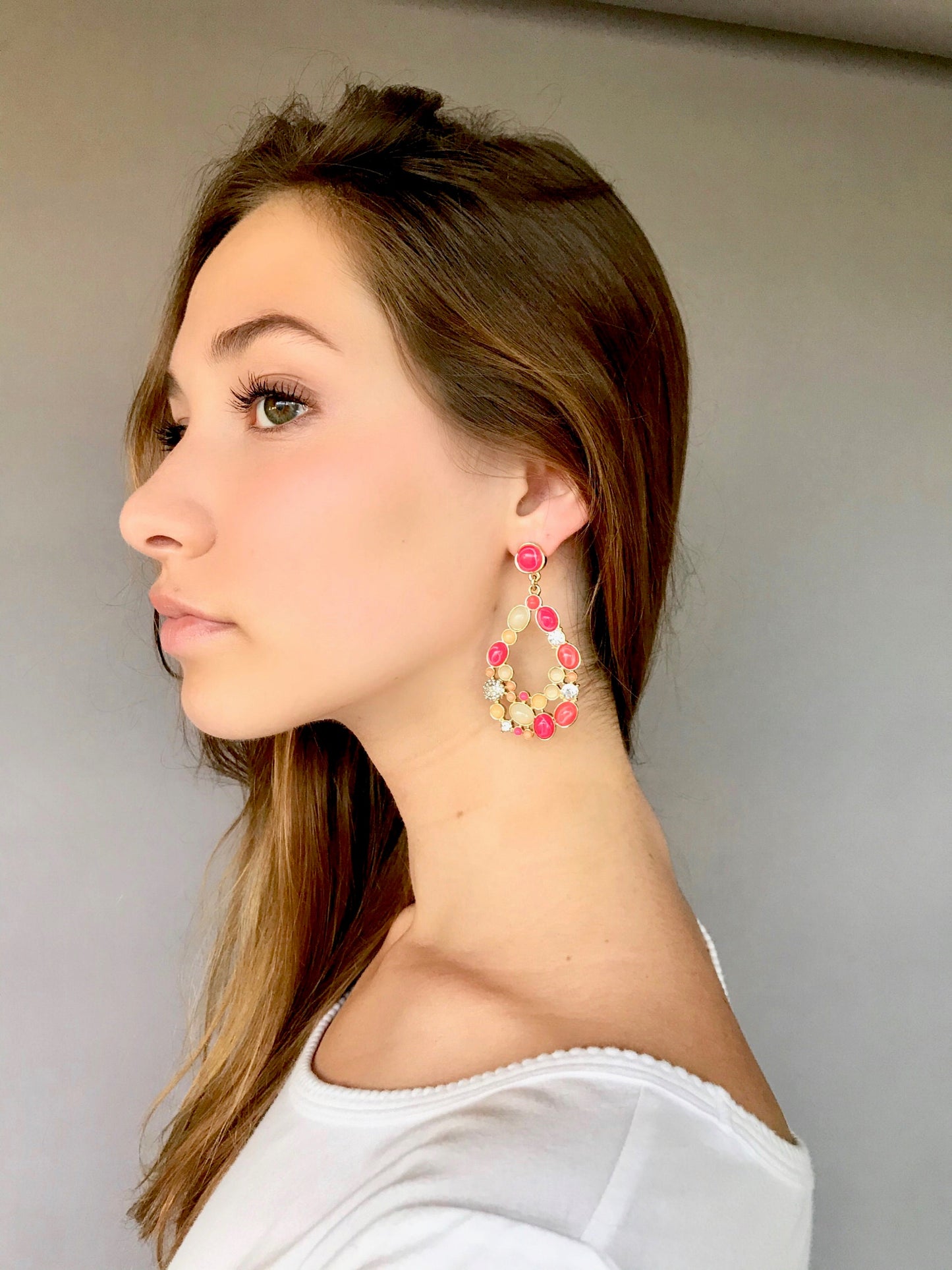 Coral red teardrop earrings