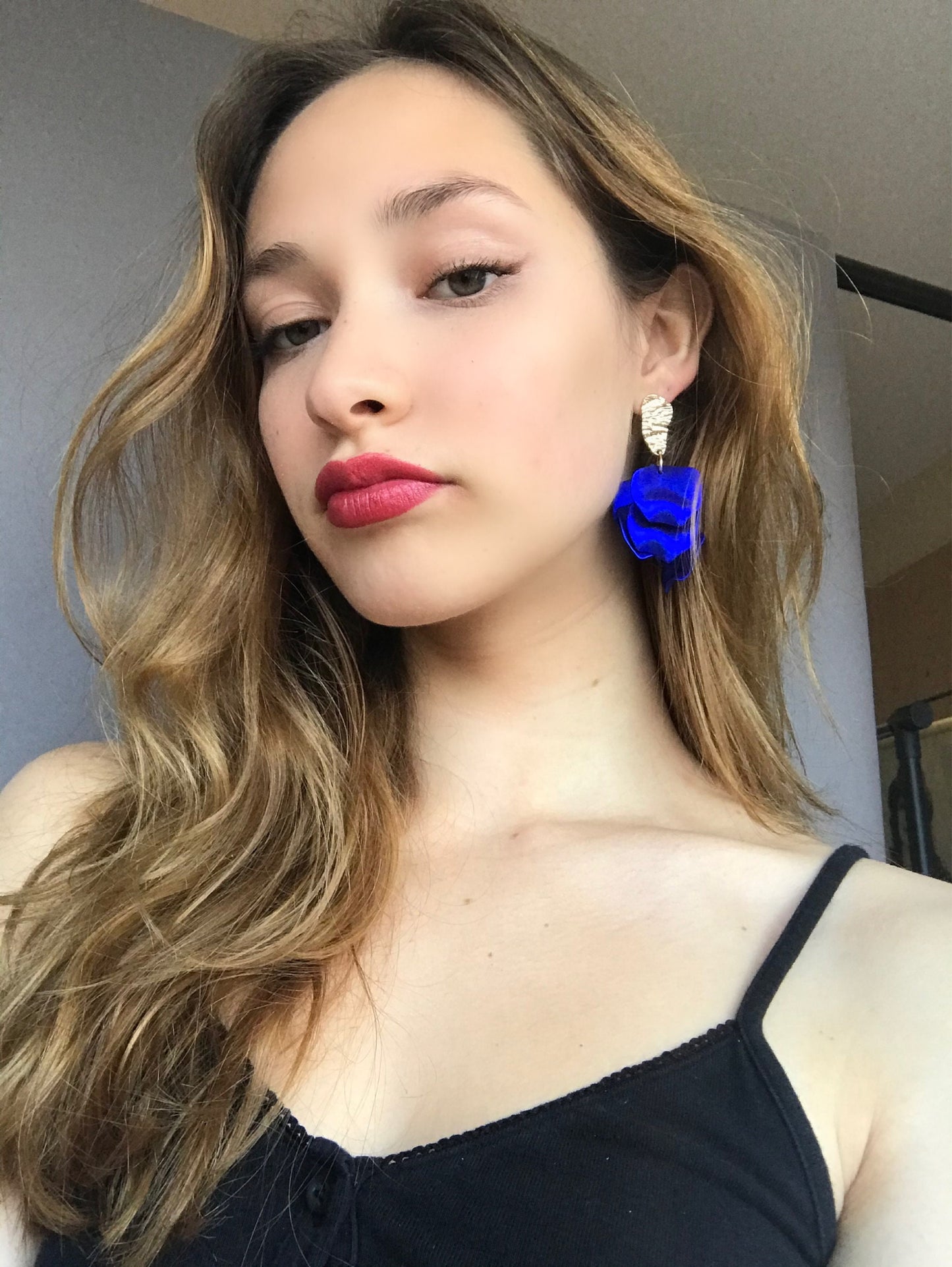 Lilac petal cascade earrings