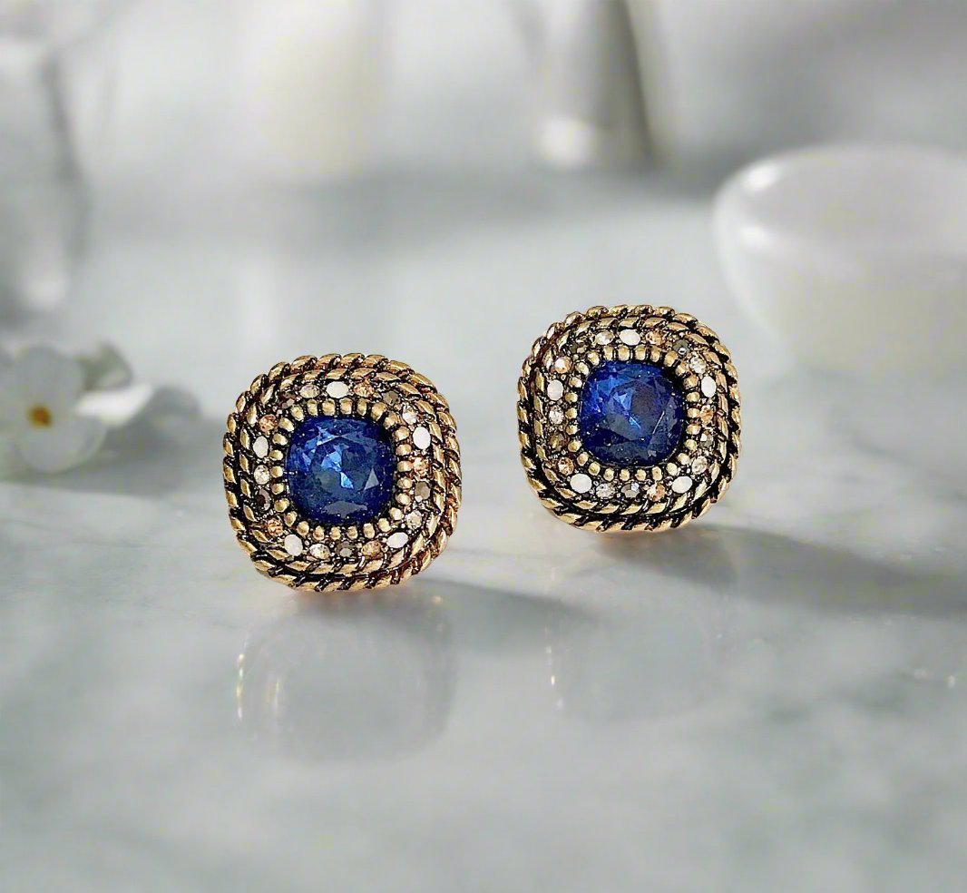 Blue crystal stud earrings