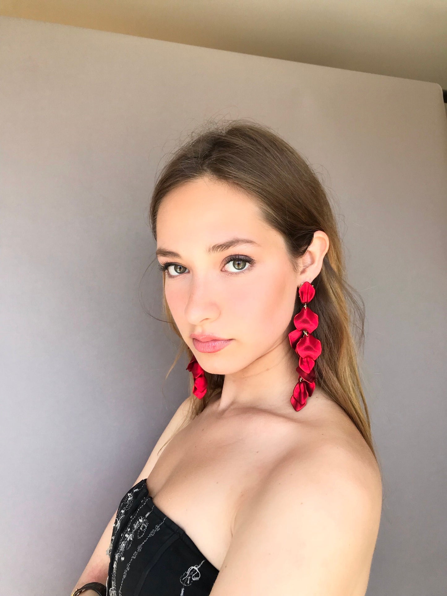 Pink petal statement earrings