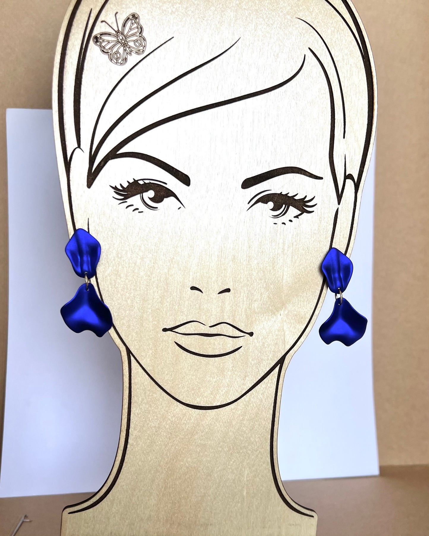 Electric blue small petal earrings