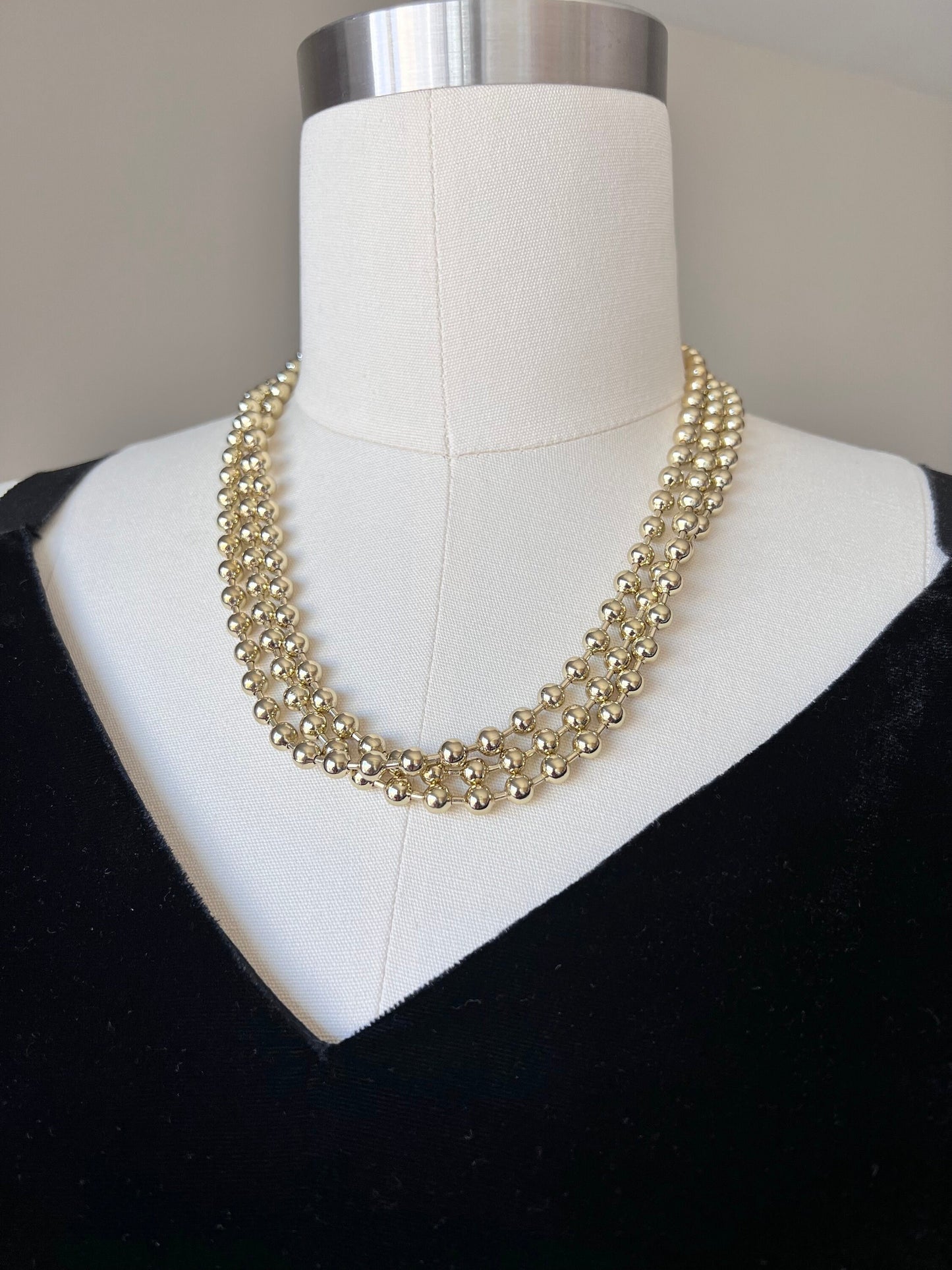 Statement Gold ball necklace