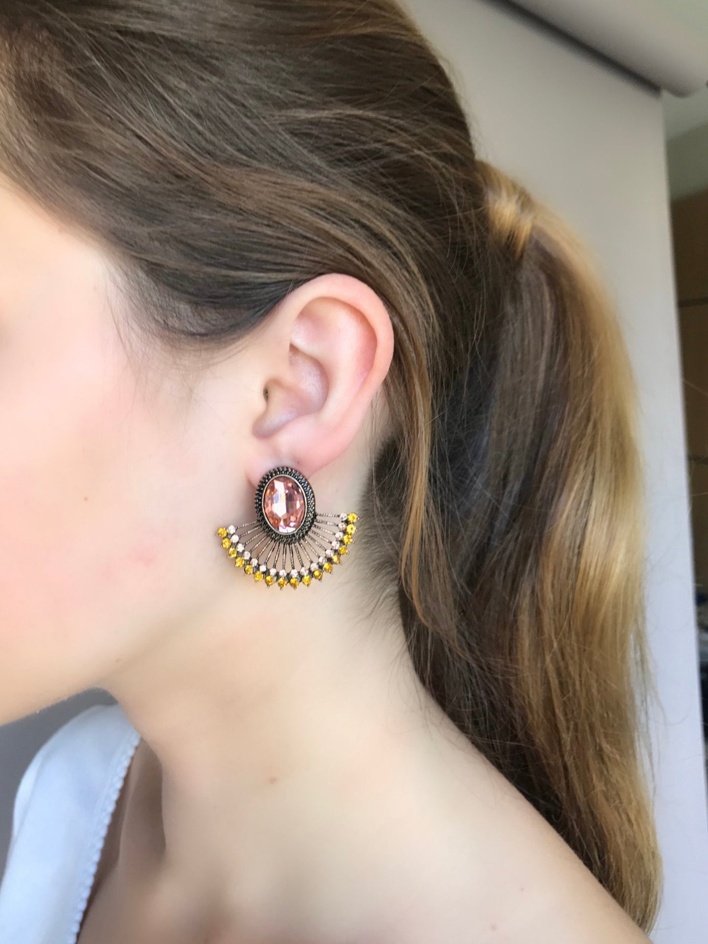 Amber crystal earrings