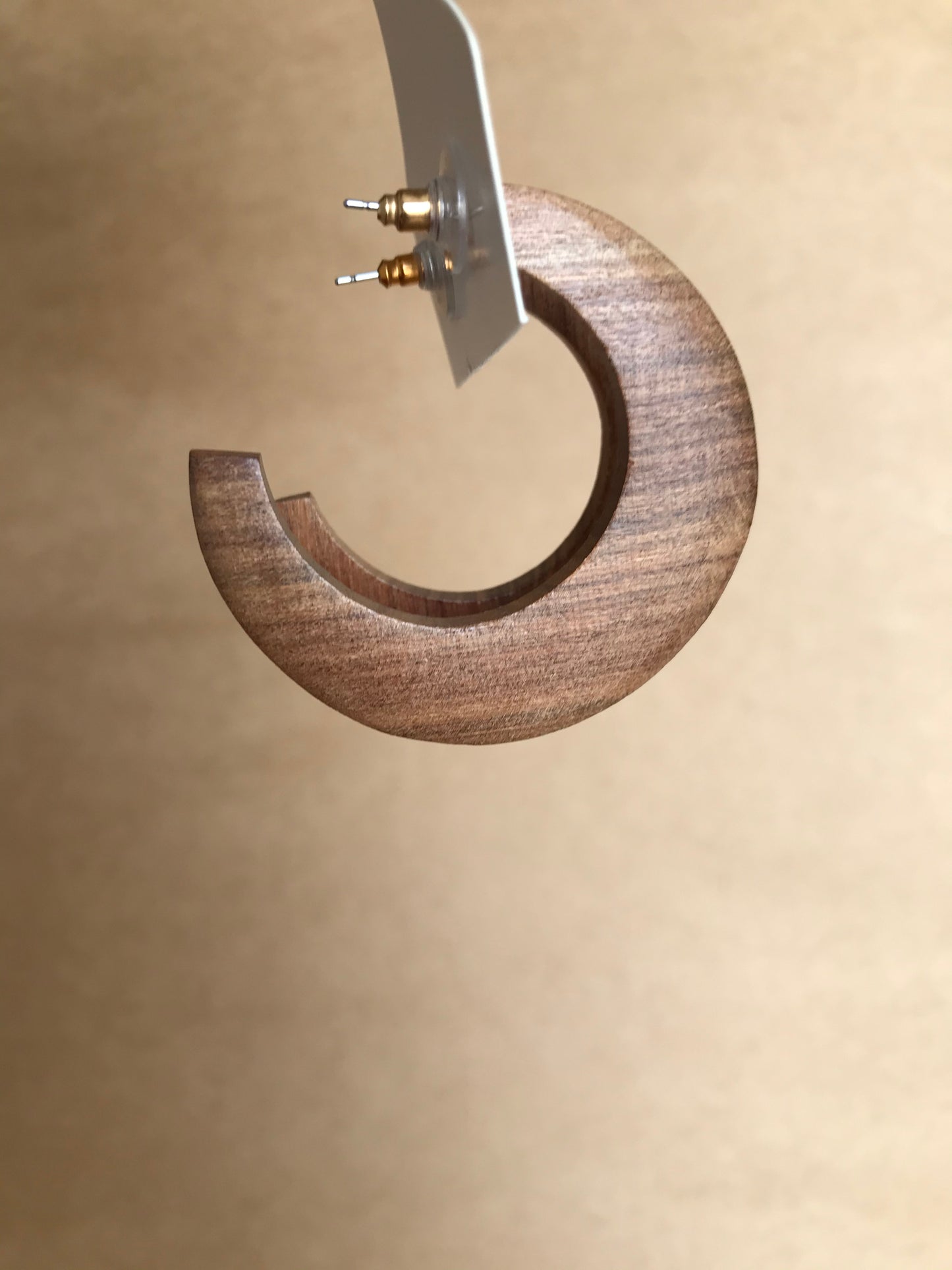 Brown wood hoop earrings