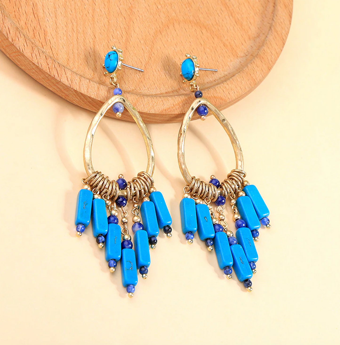 Turquoise earrings, statement boho earrings