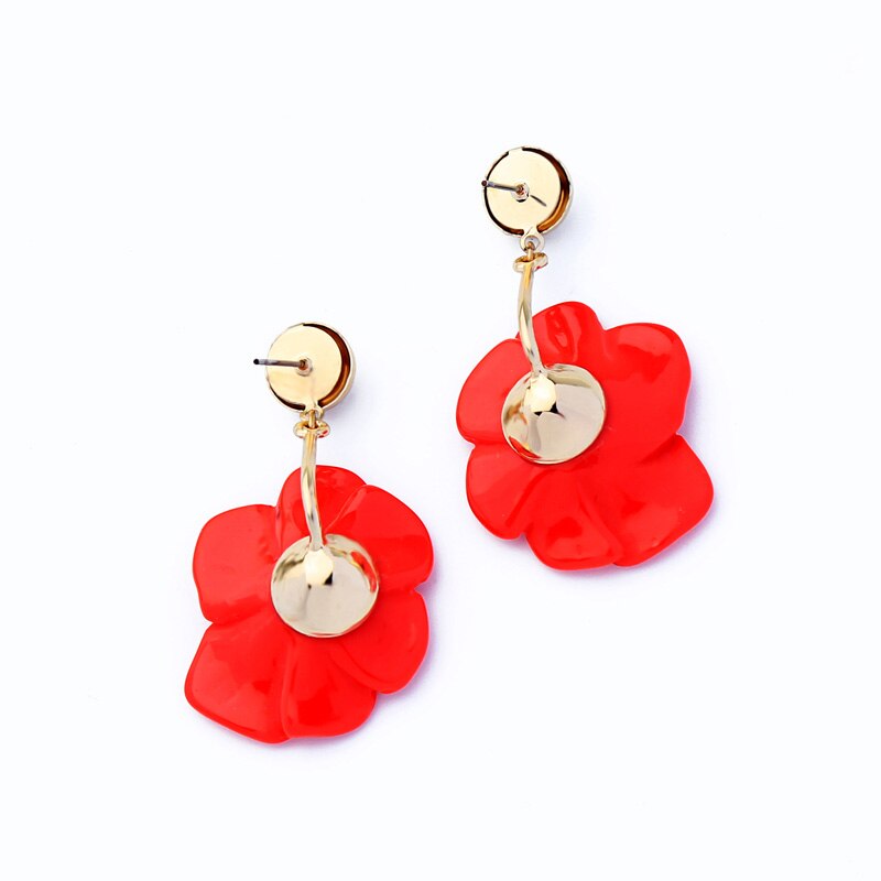Red flower earrings