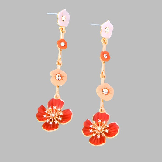 Red flower earrings