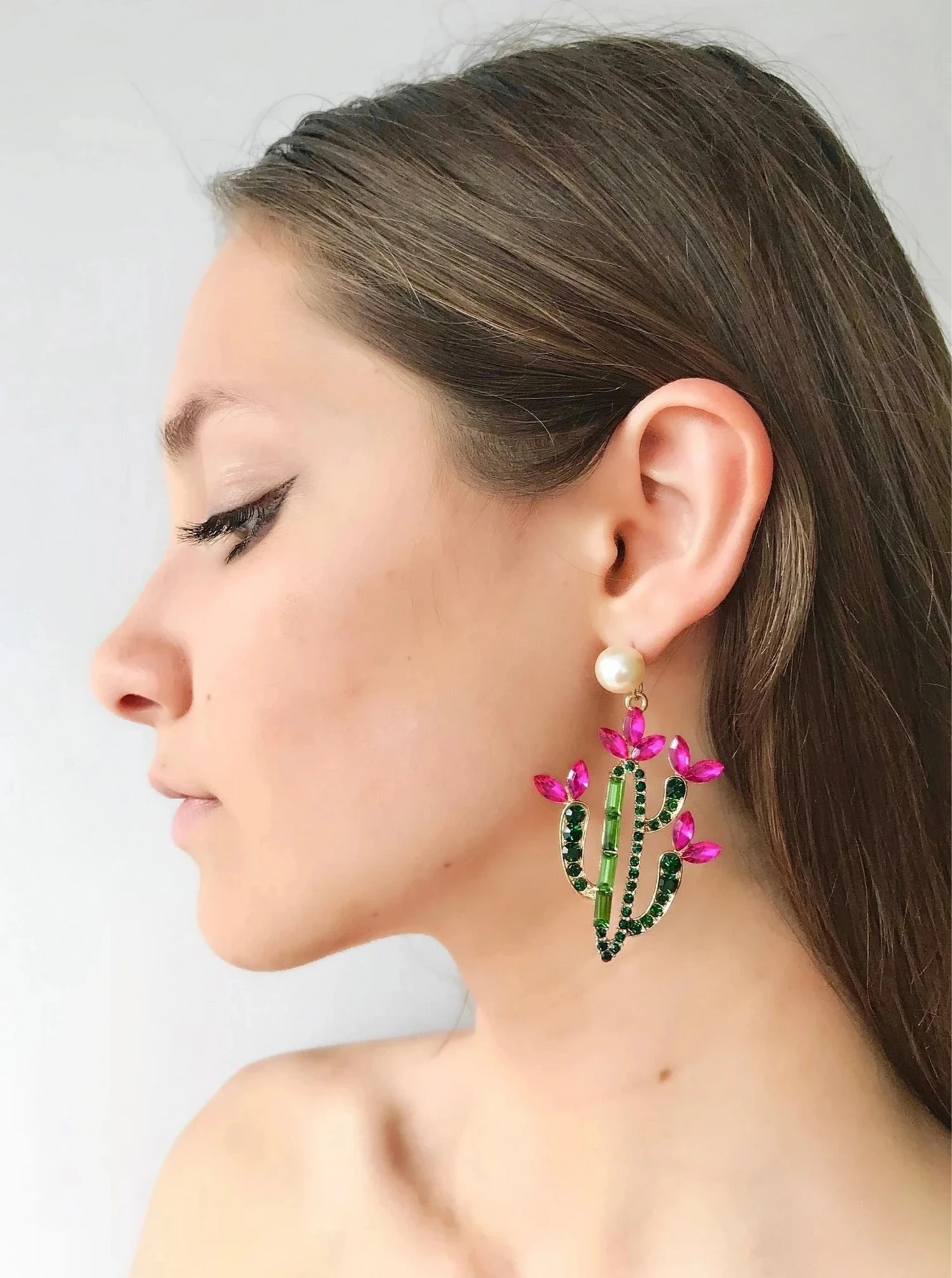 Cactus flower crystal earrings