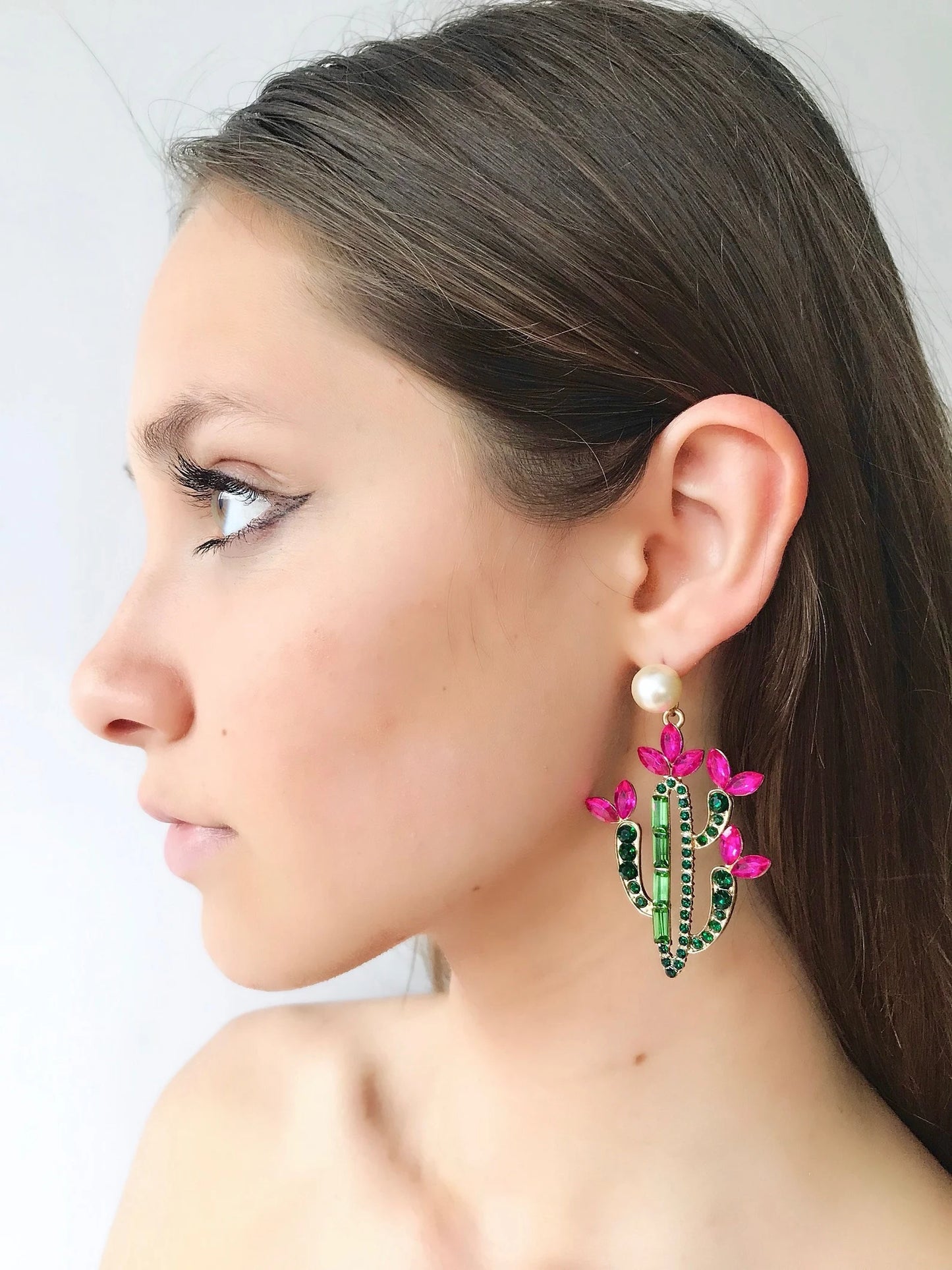 Cactus flower crystal earrings