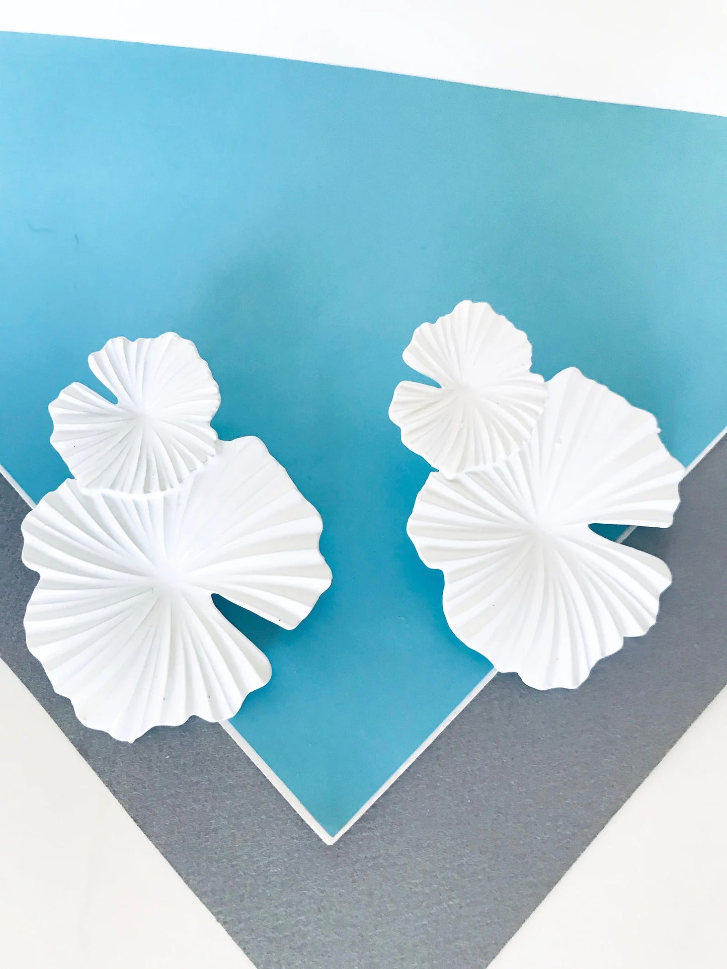 White hibiscus flower earrings