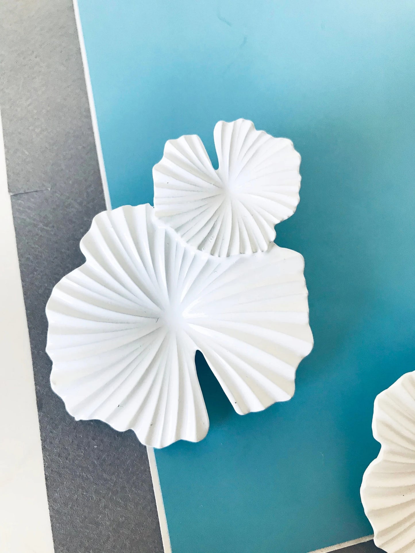 White hibiscus flower earrings