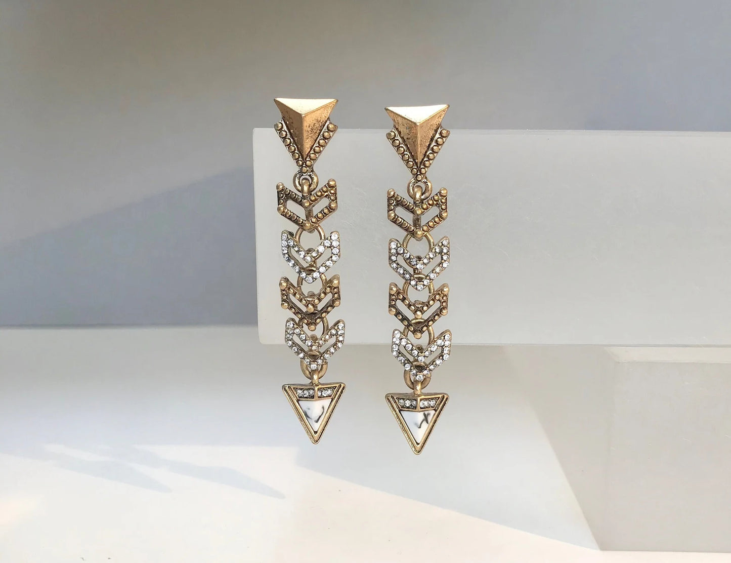 Art deco crystal arrow earrings