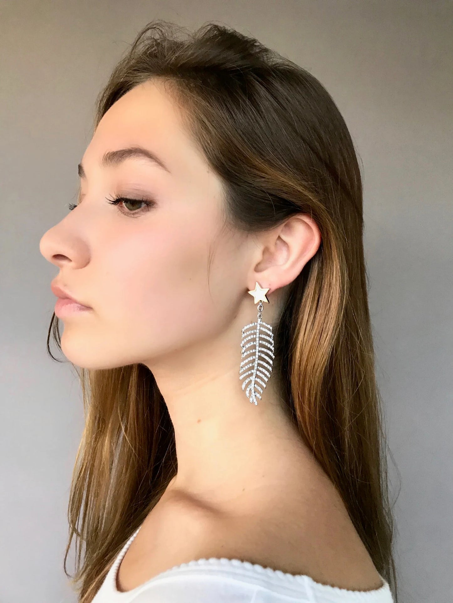 Crystal leaf earrings