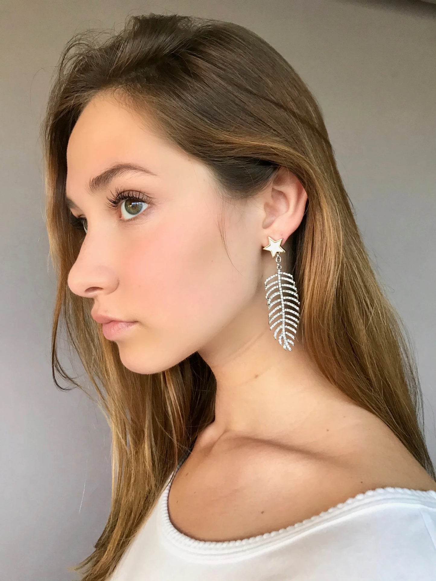 Crystal leaf earrings