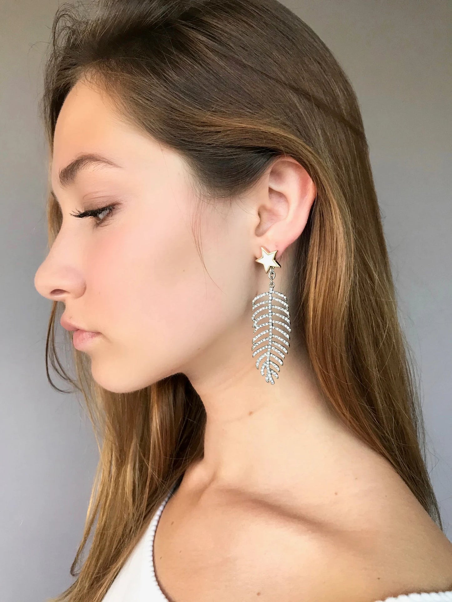 Crystal leaf earrings