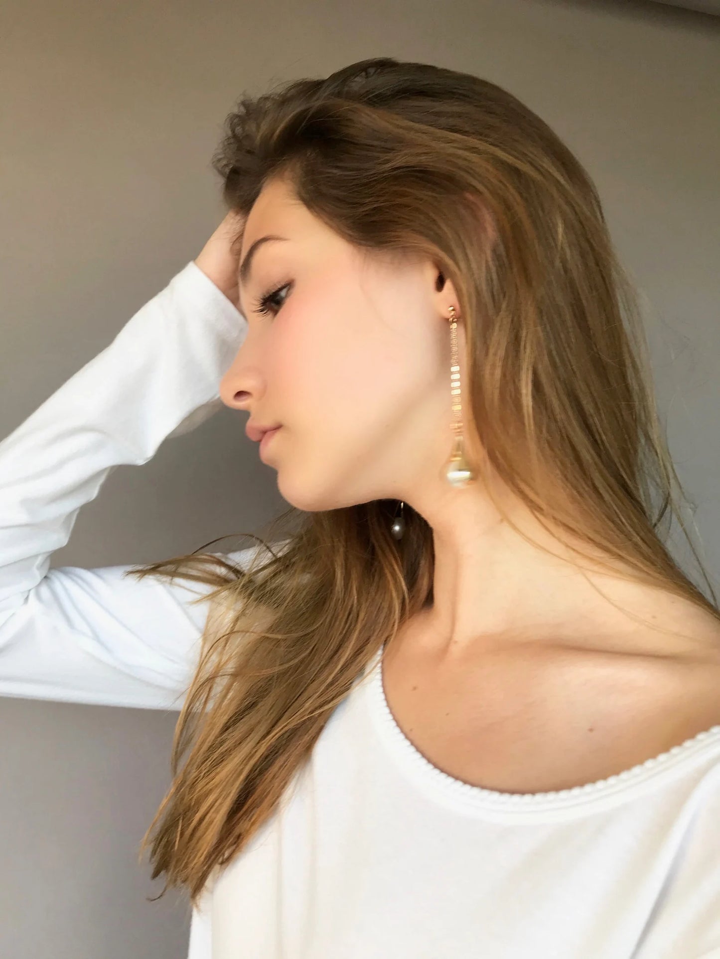 Big pearl drop earrings