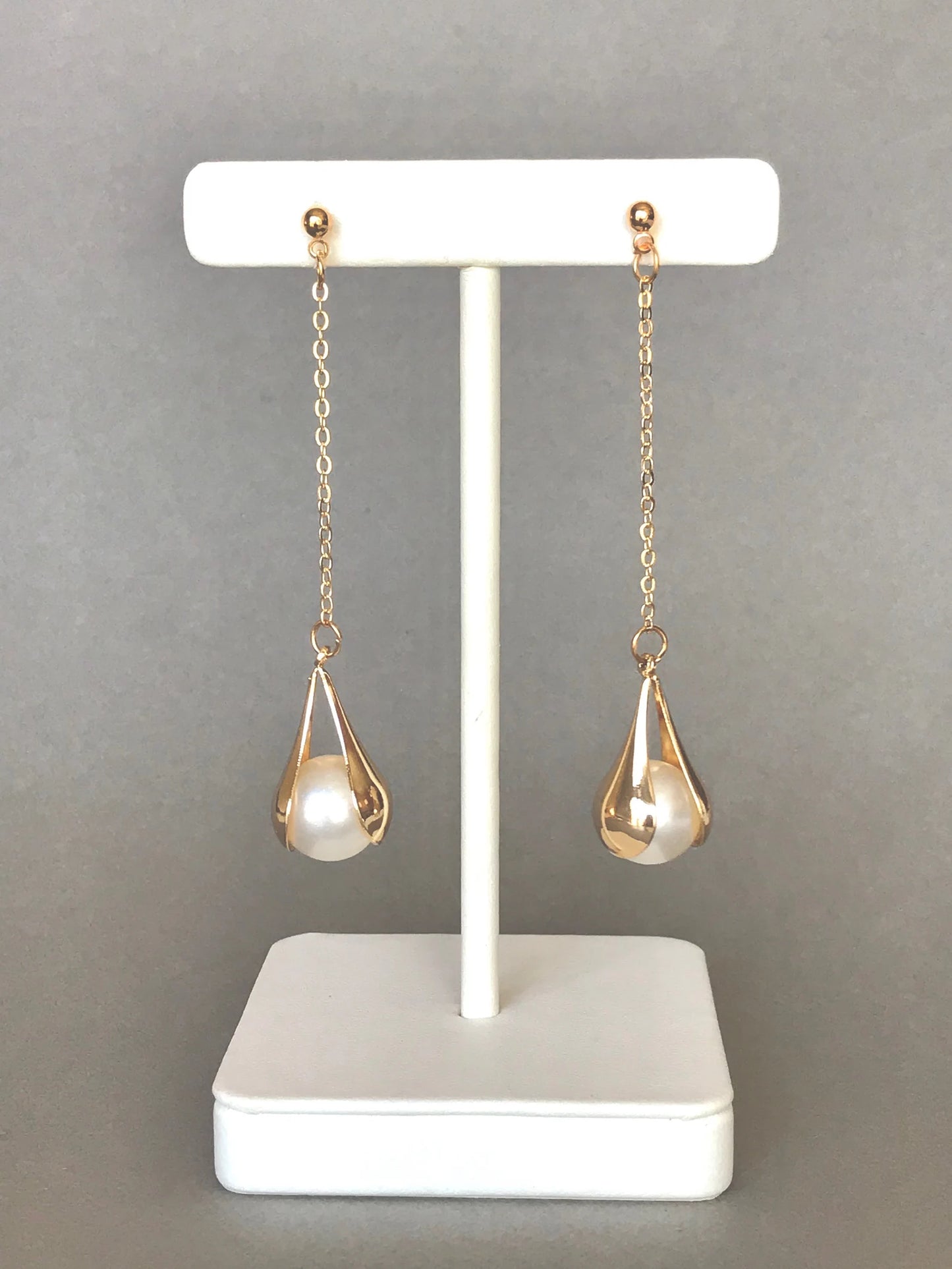 Big pearl drop earrings