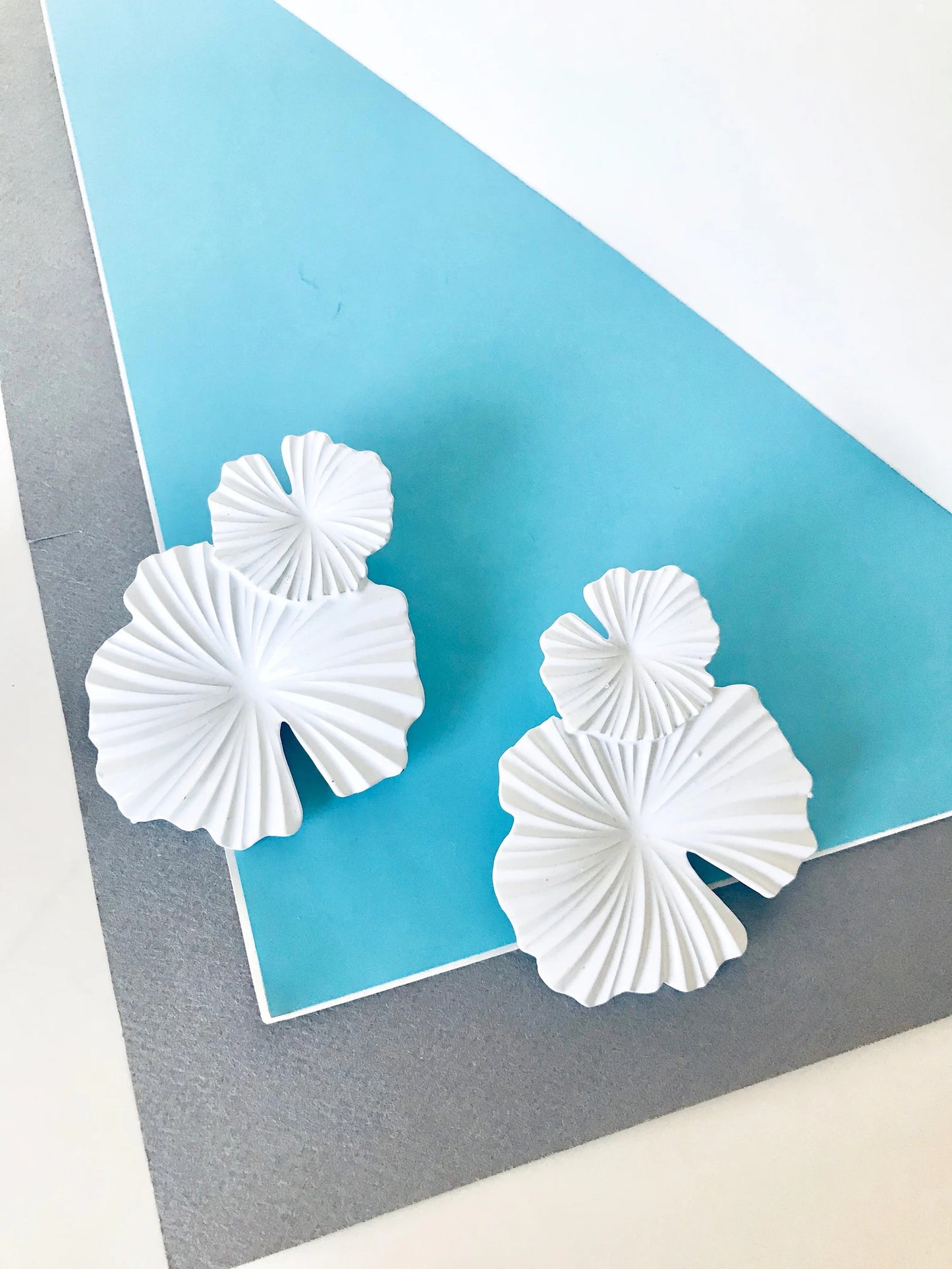 White hibiscus flower earrings