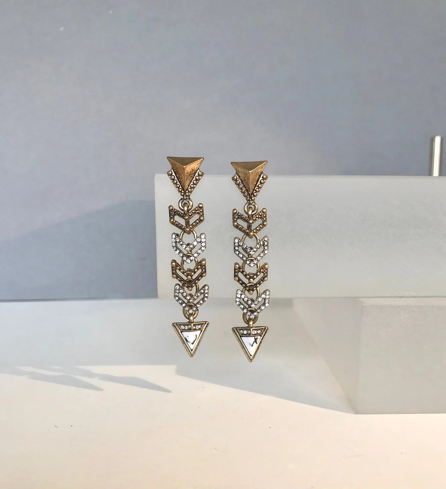 Art deco crystal arrow earrings