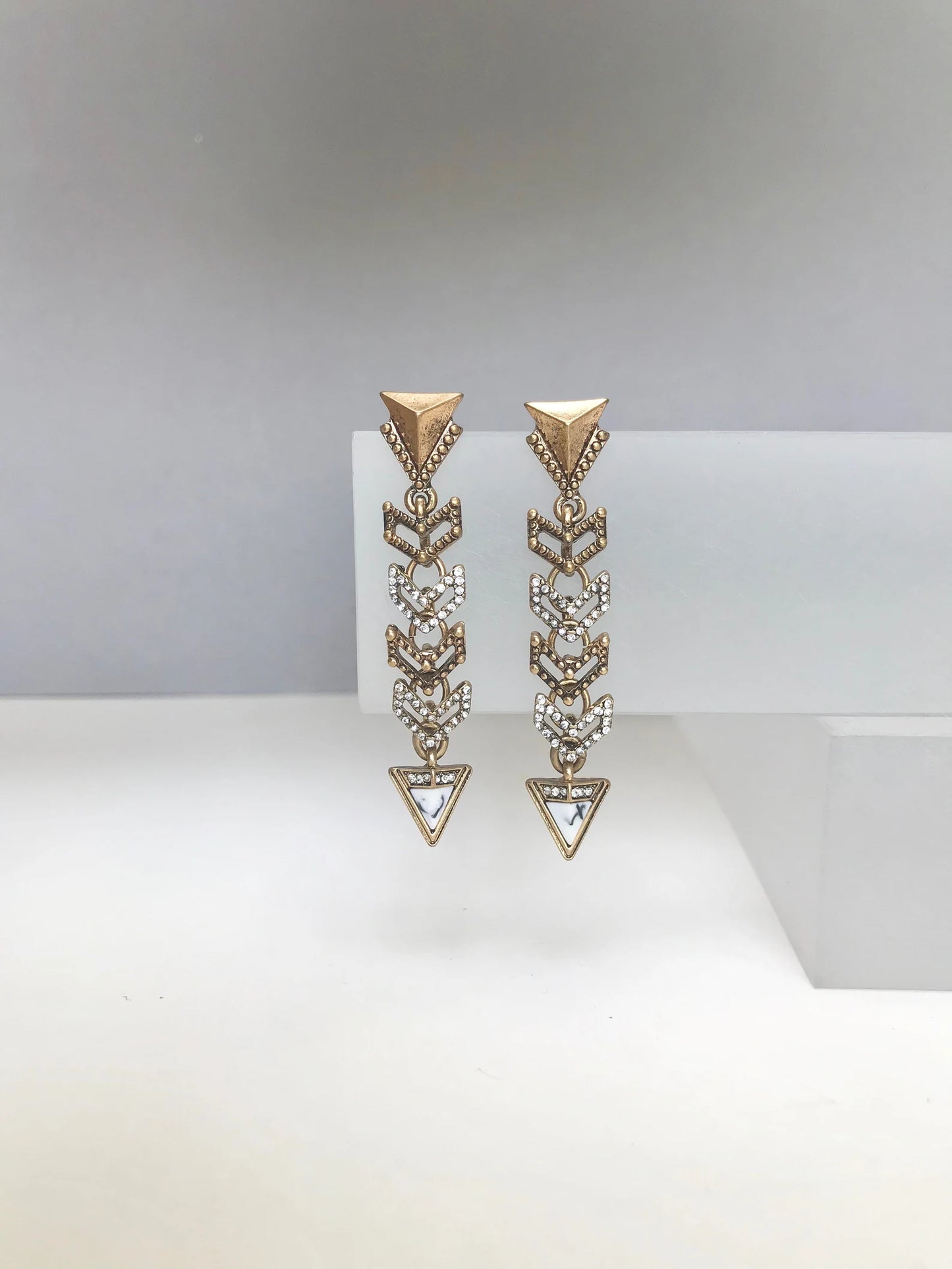 Art deco crystal arrow earrings