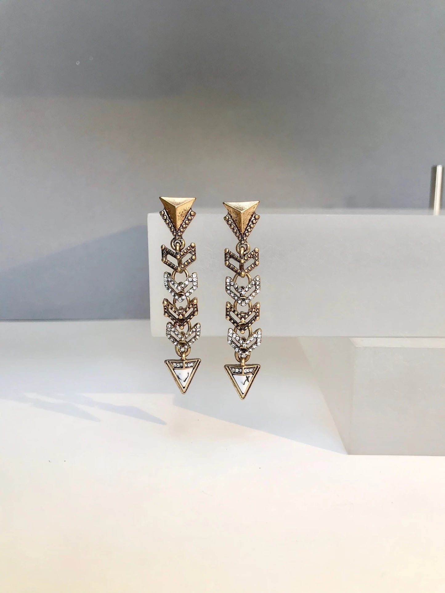 Art deco crystal arrow earrings