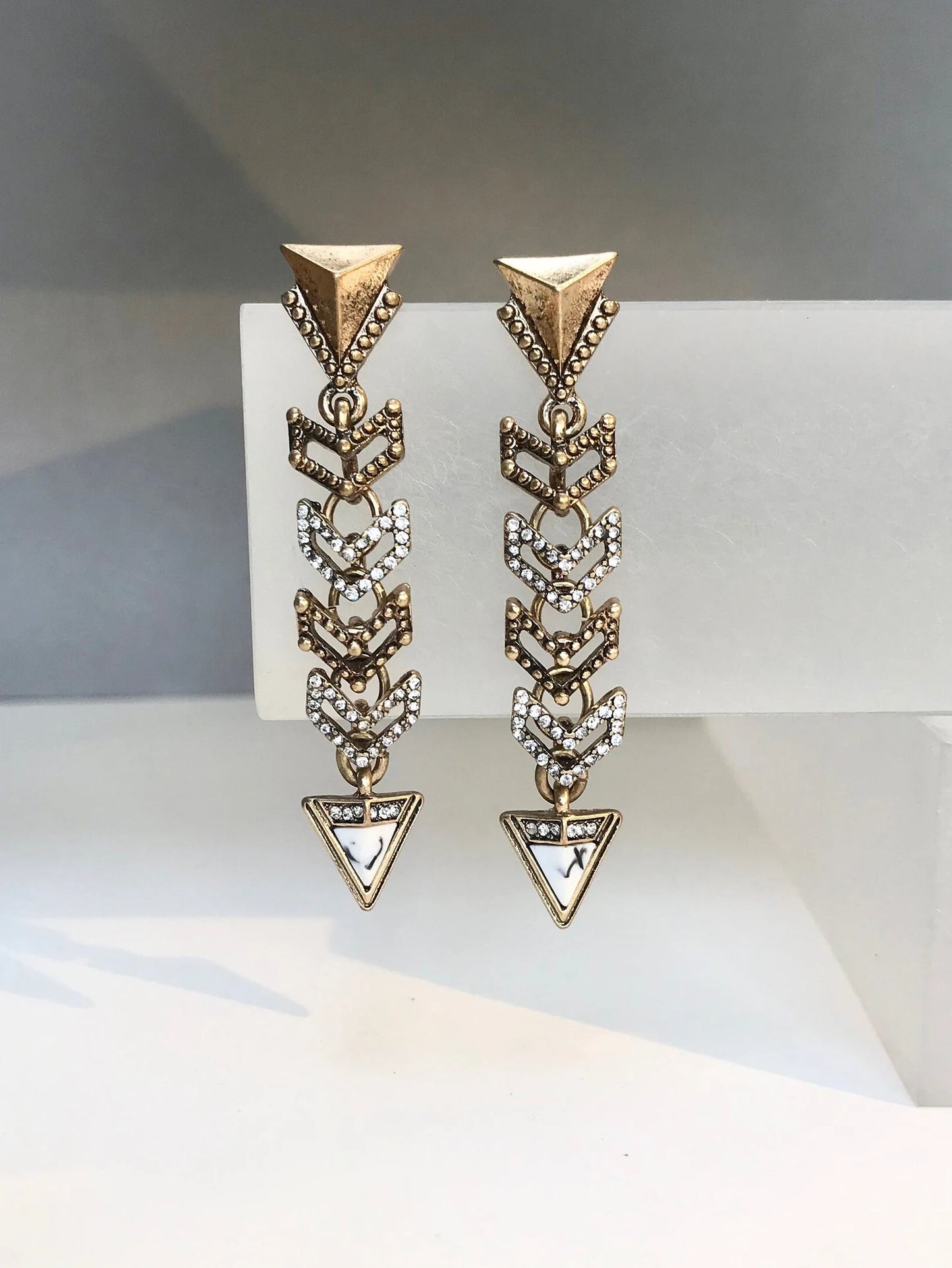 Art deco crystal arrow earrings