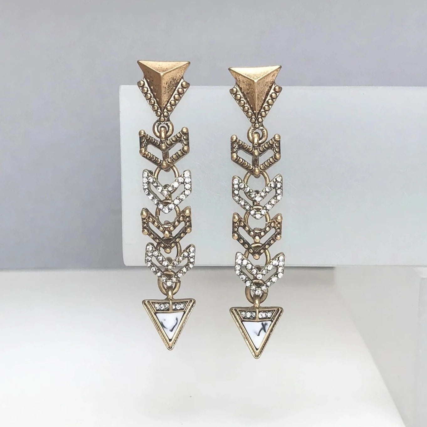 Art deco crystal arrow earrings