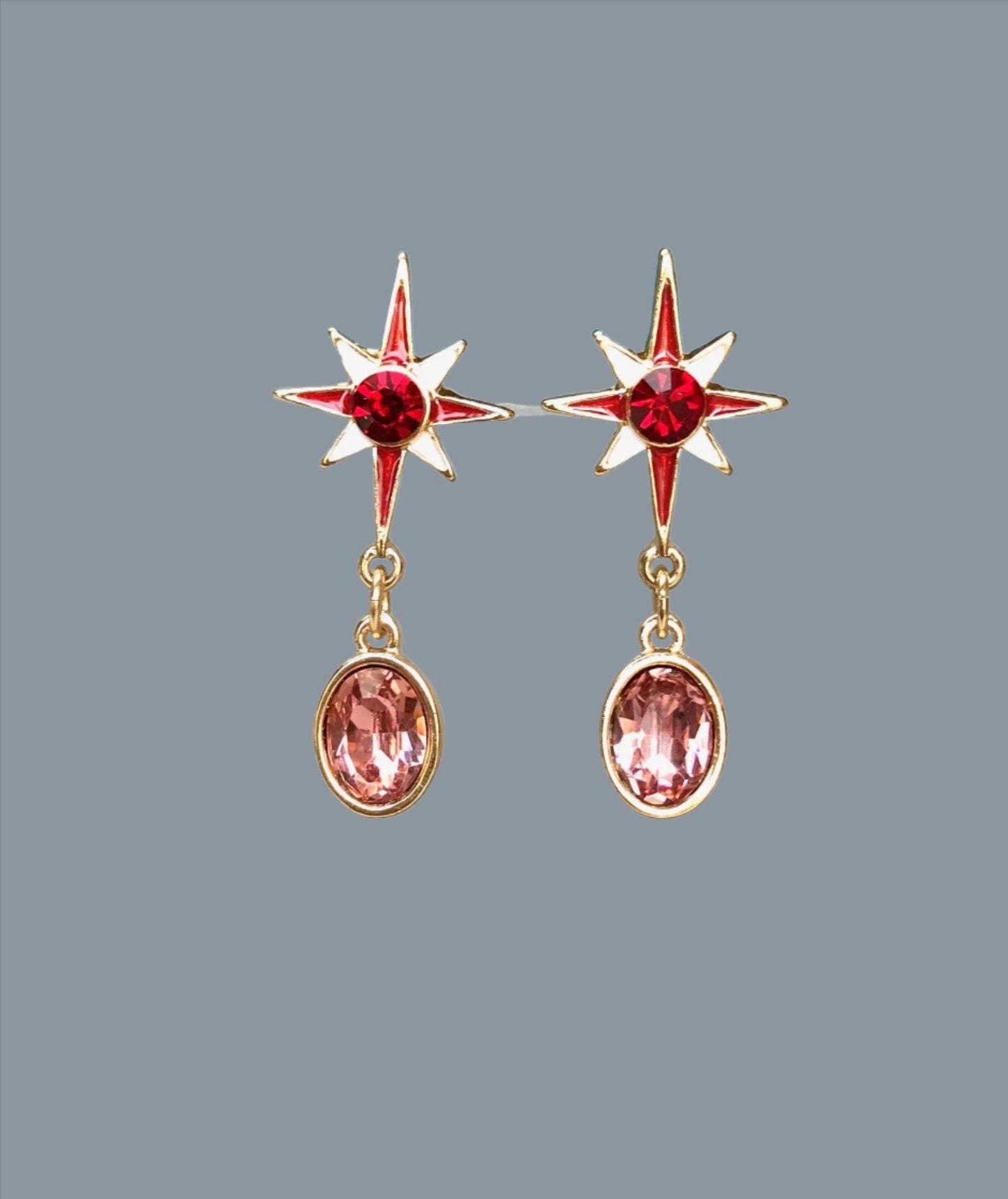 Red star crystal earrings