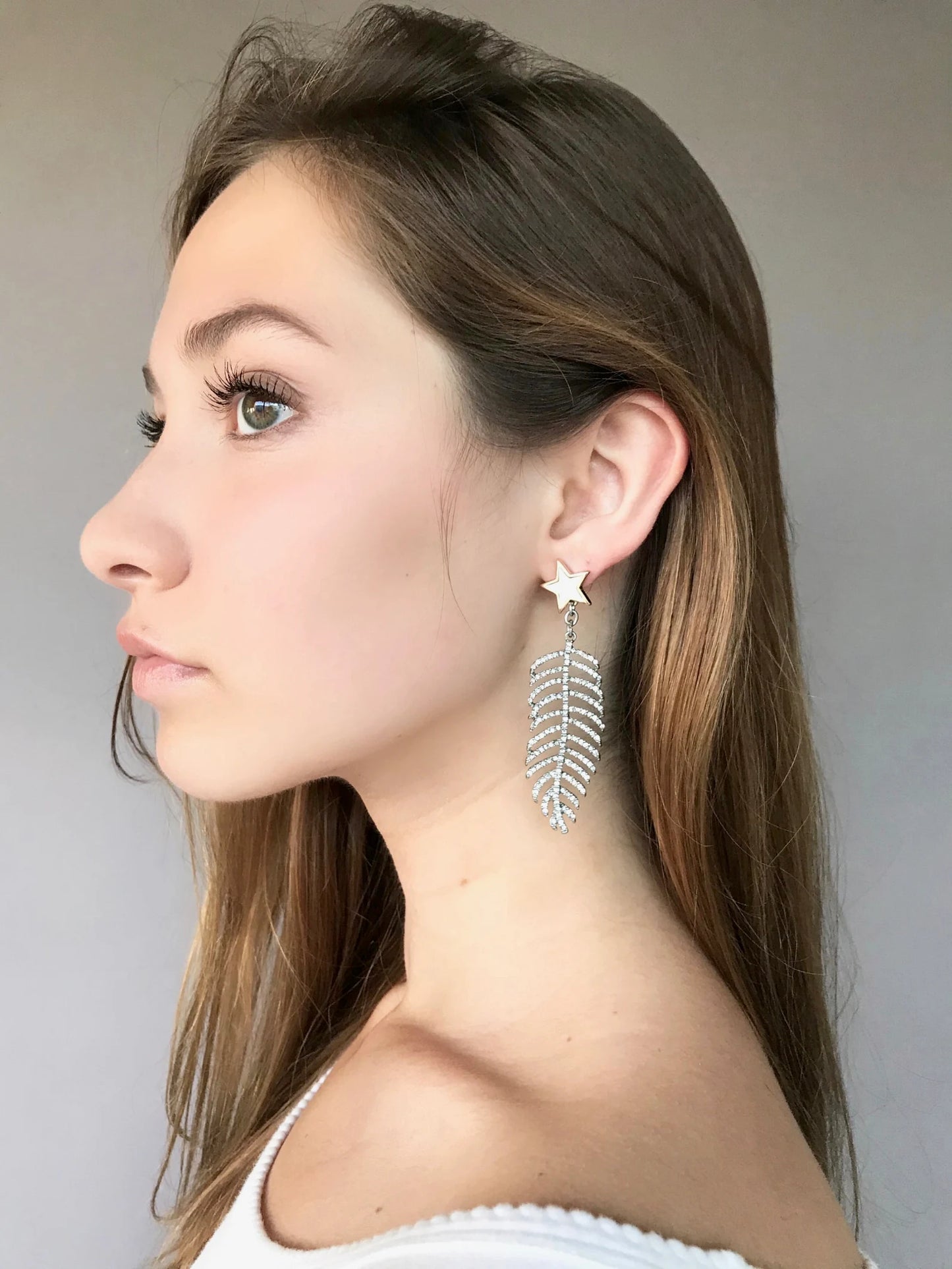 Crystal leaf earrings