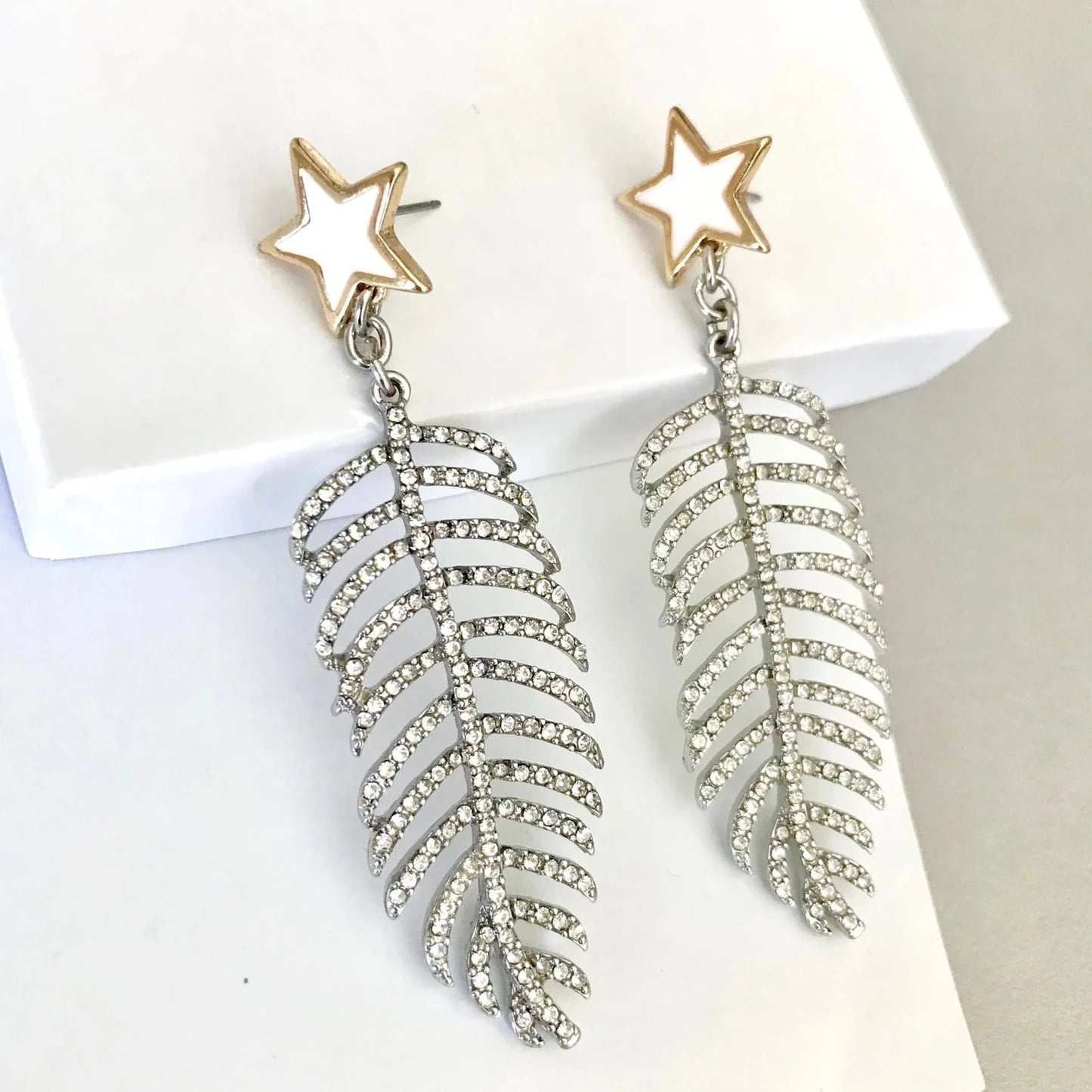Crystal leaf earrings