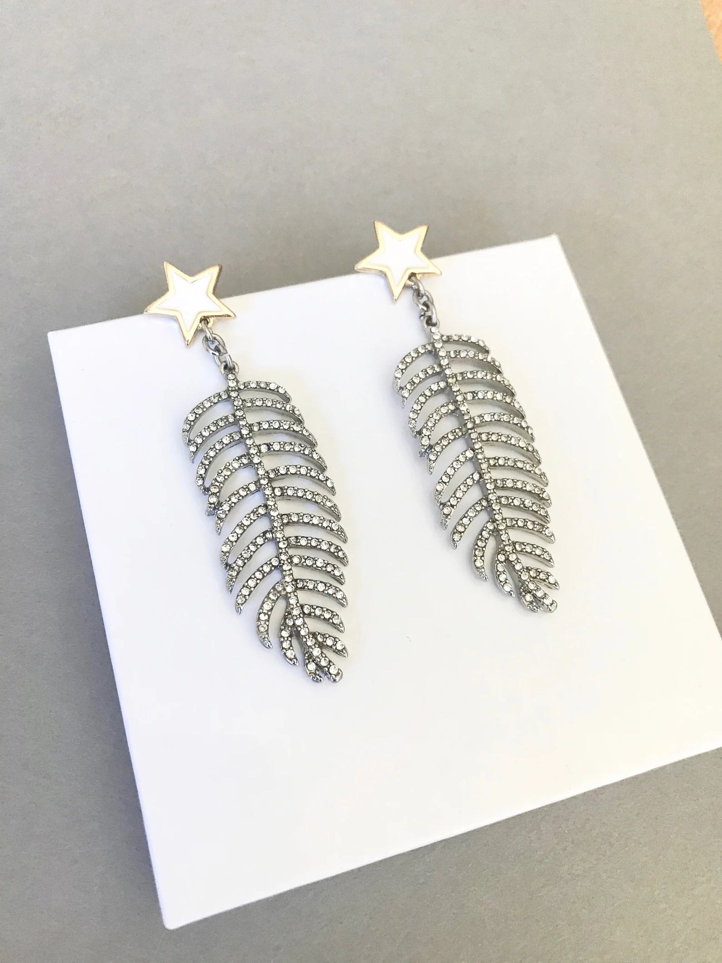 Crystal leaf earrings