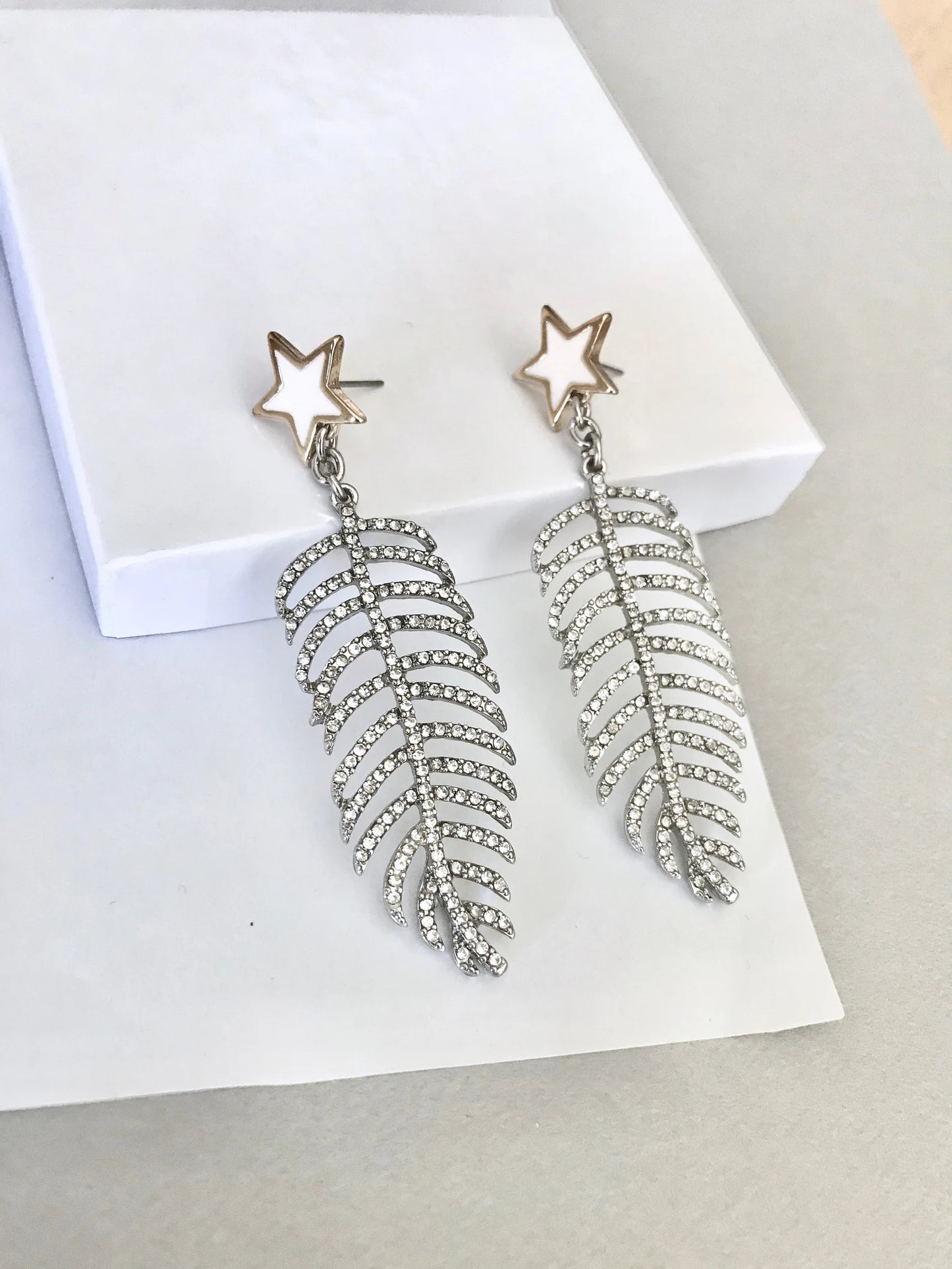 Crystal leaf earrings