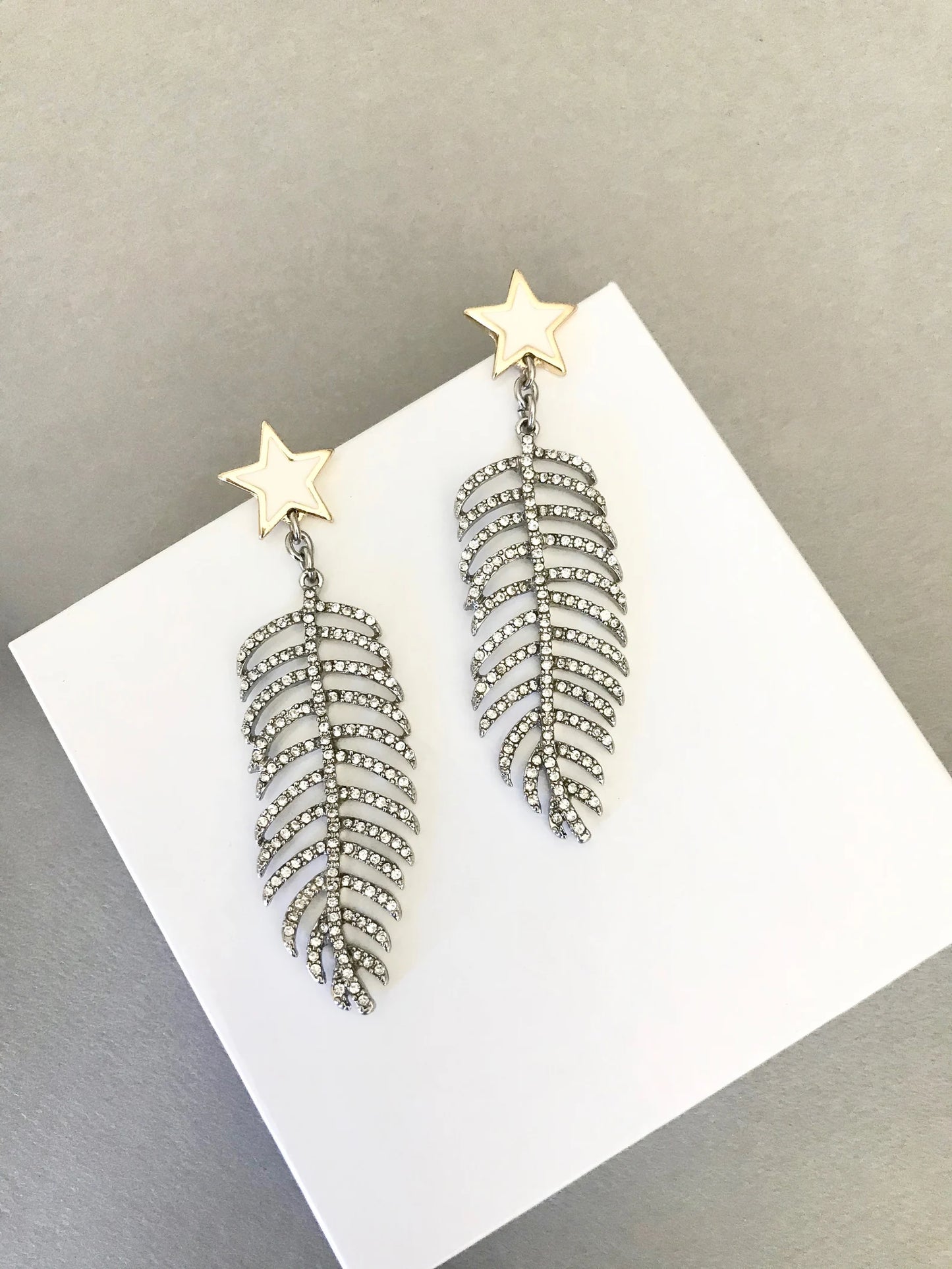 Crystal leaf earrings
