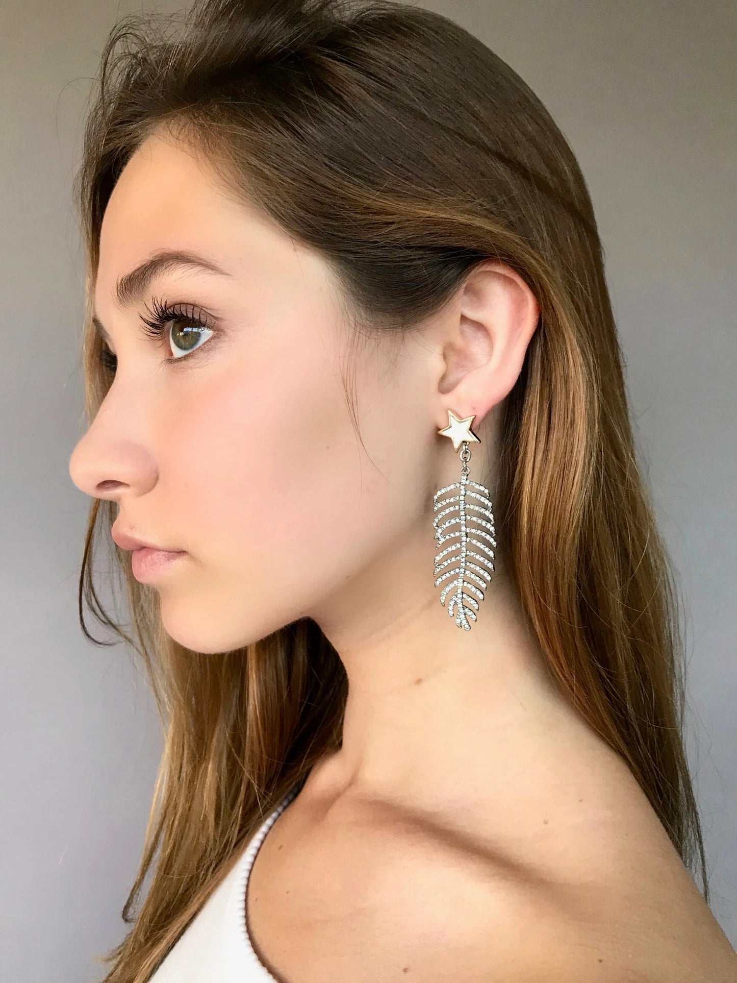 Crystal leaf earrings