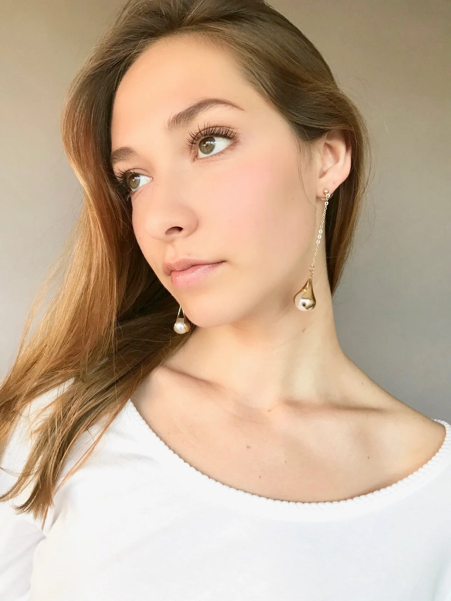 Big pearl drop earrings