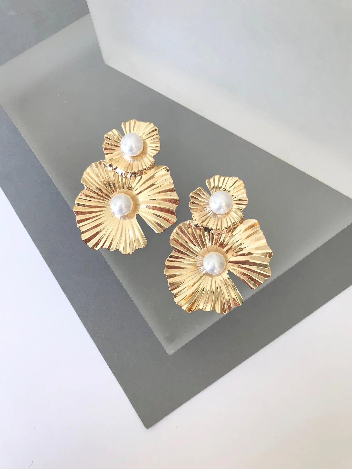 Gold flower earrings