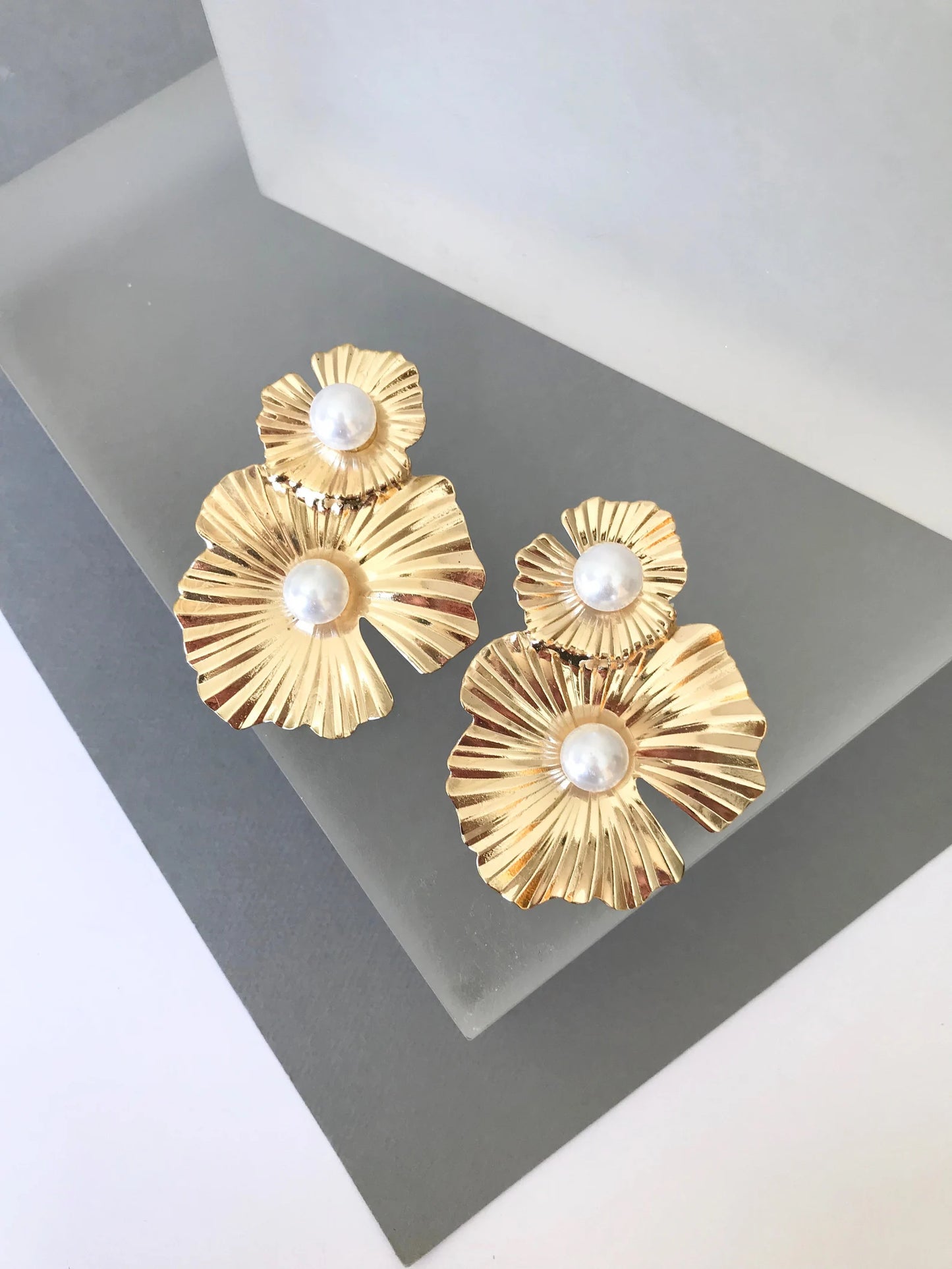 Gold flower earrings