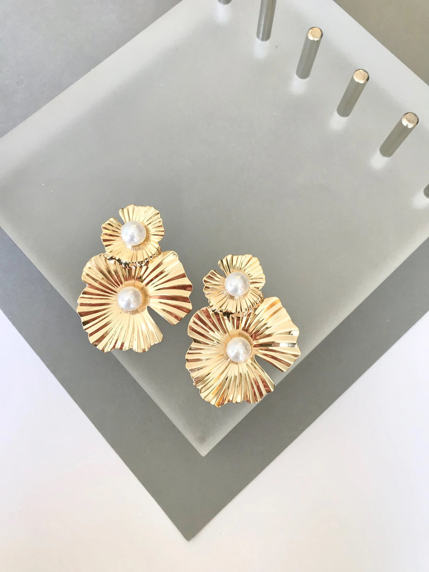 Gold flower earrings