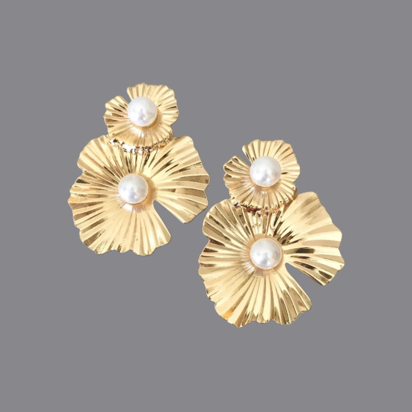 Gold flower earrings