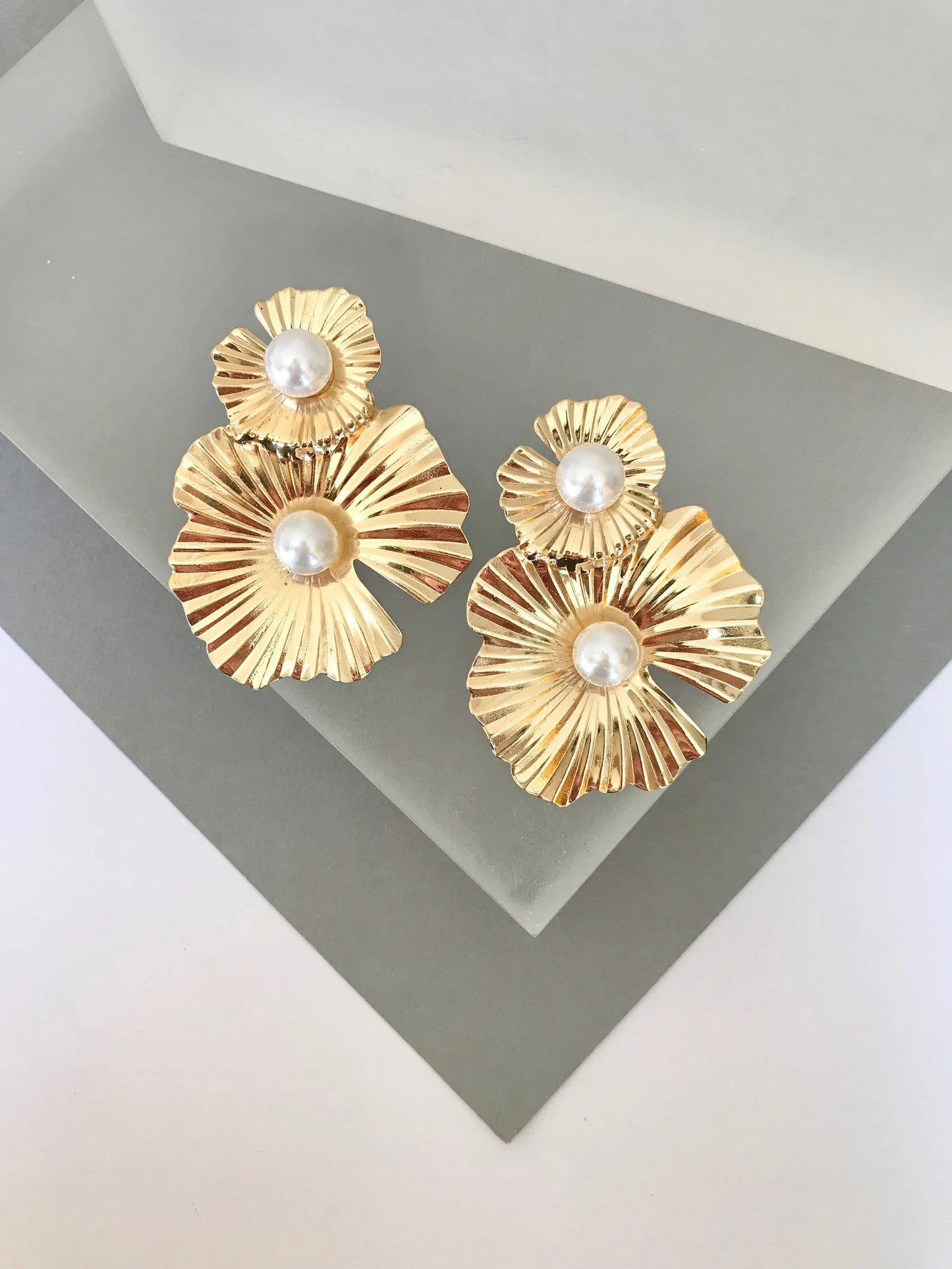Gold flower earrings