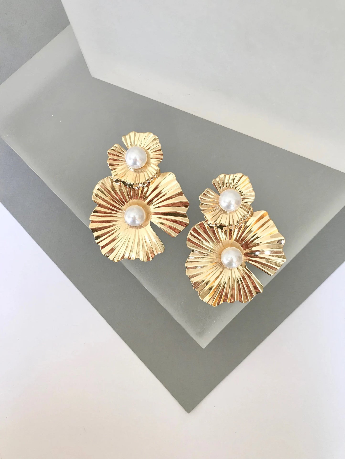 Gold flower earrings