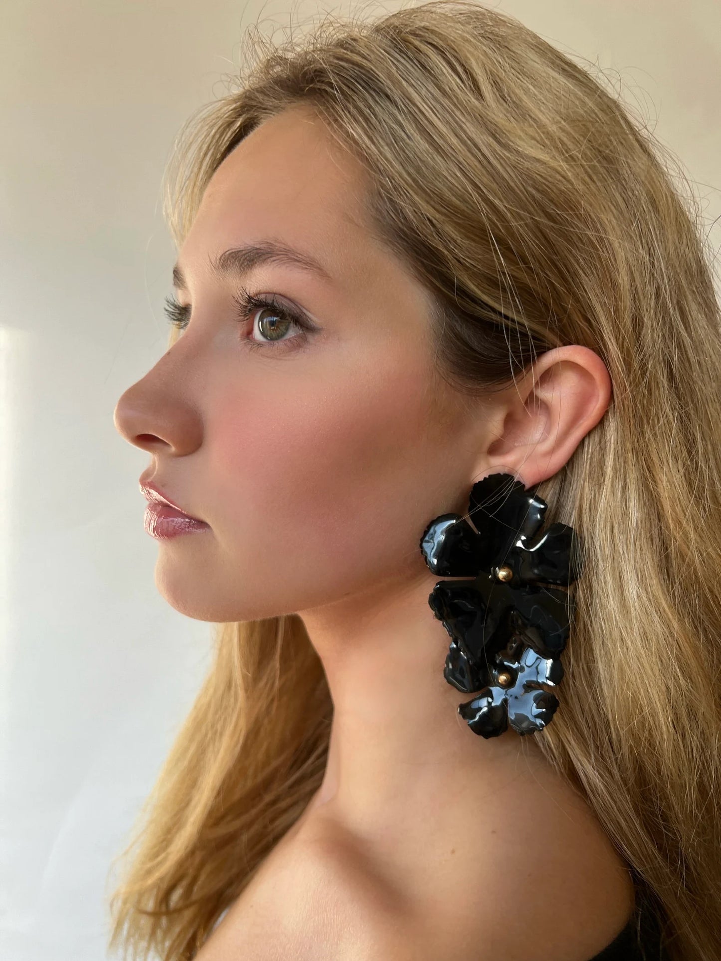 Large red flower earrings