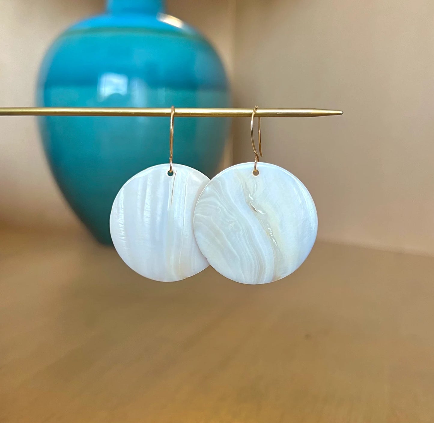 Large mother of pearl shell earrings